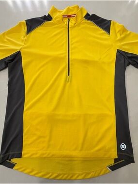 Novara Yellow Black Mens XL Cycling Jersey 100% Polyester Short Sleeve Zip Front
